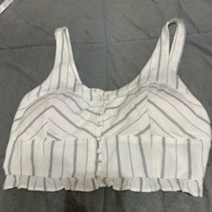 American Eagle Grey and White Cropped Top